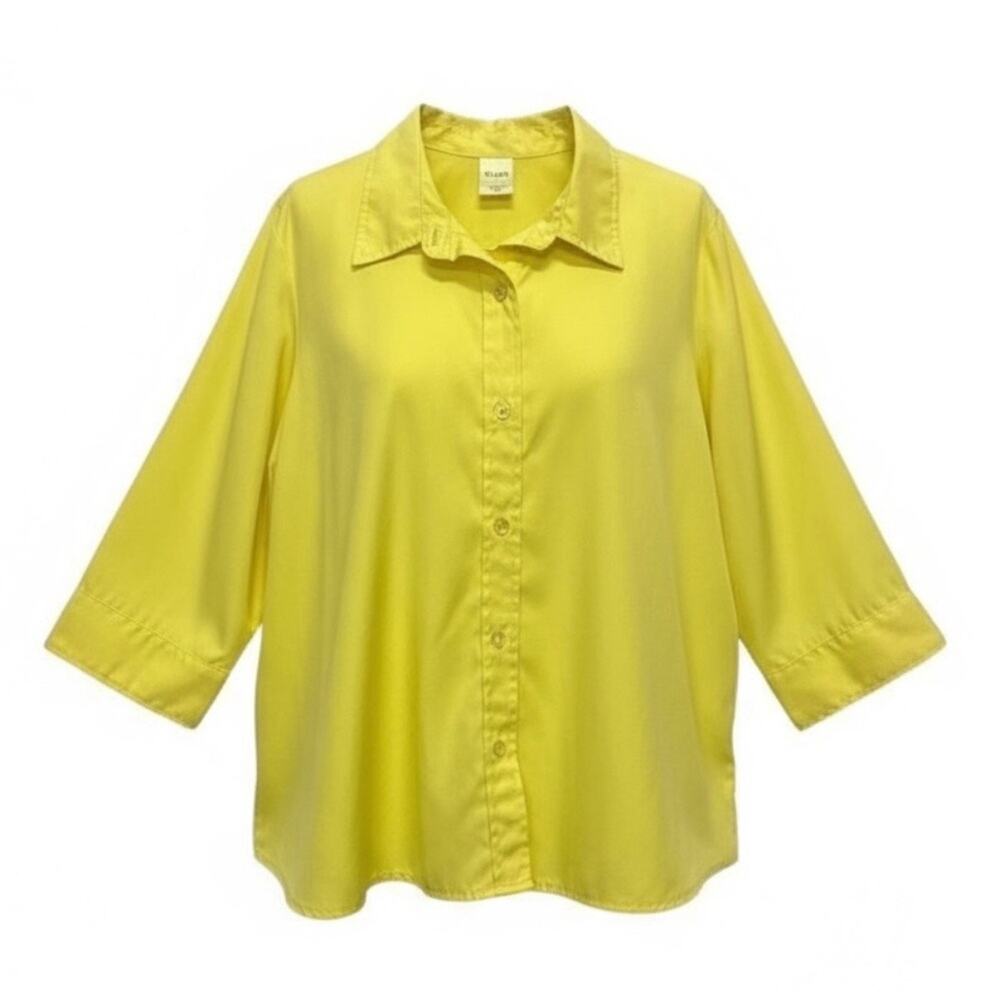 Blair Yellow Button Down Shirt Size XL rayon bright summer top oversized - Picture 1 of 8